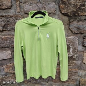 POLO GOLF Ralph Lauren Women's Long Sleeve Half Zip Golf T-shirt Tee Green L